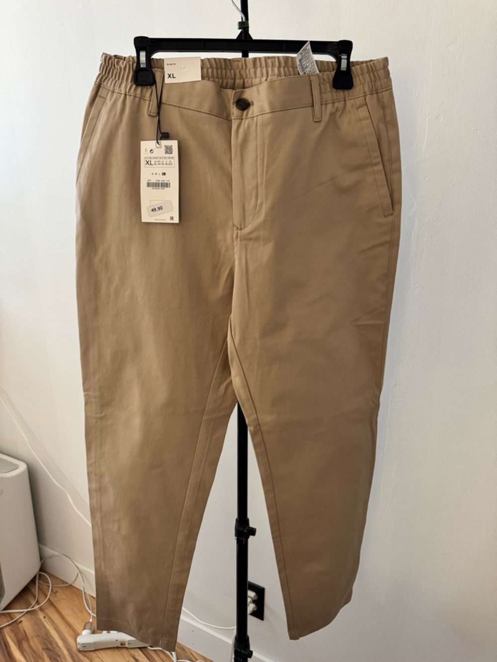 Zara Men Slim Elastic Waist Tan Chinos - Picture 4 of 5